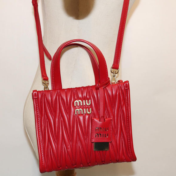 Miu Miu Materasse Hand Bag Leather 2way Red 5BA277 Auth 67619SM