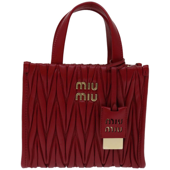 Miu Miu Materasse Hand Bag Leather 2way Red 5BA277 Auth 67619SM