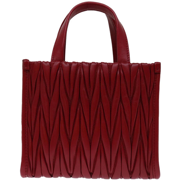 Miu Miu Materasse Hand Bag Leather 2way Red 5BA277 Auth 67619SM