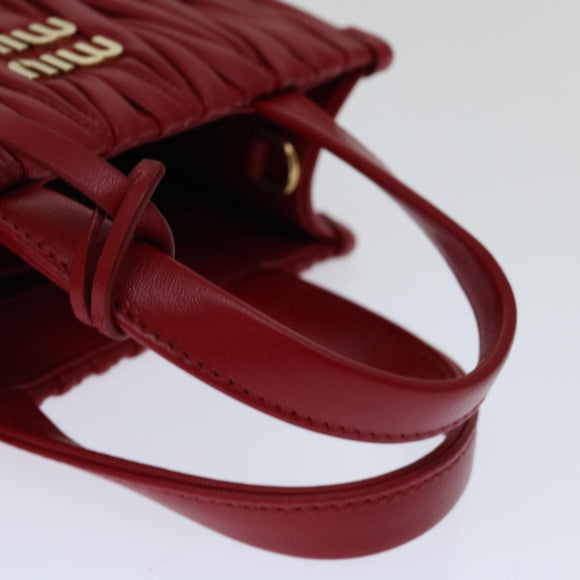 Miu Miu Materasse Hand Bag Leather 2way Red 5BA277 Auth 67619SM