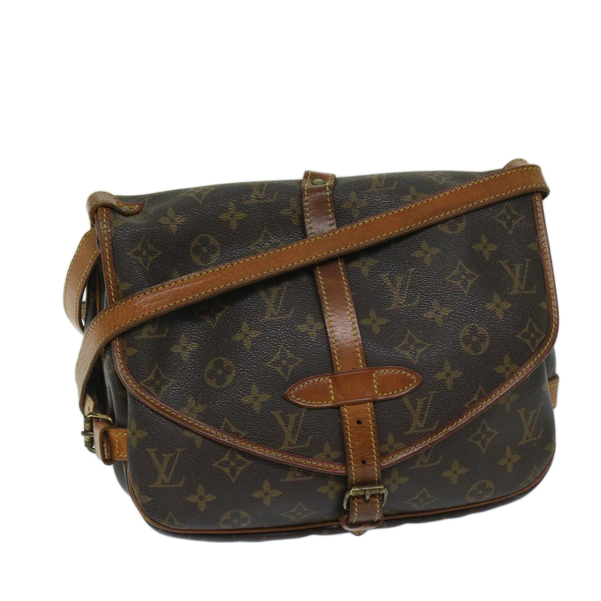 LOUIS VUITTON Monogram Saumur 30 Shoulder Bag M42256 LV Auth 67639