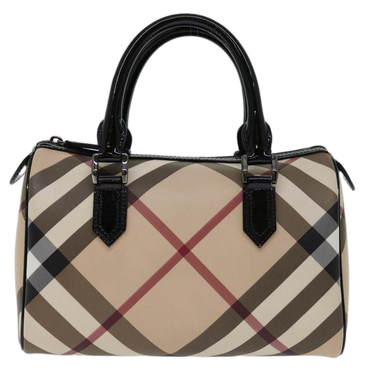 BURBERRY Nova Check Hand Bag Coated Canvas Beige Auth 67653