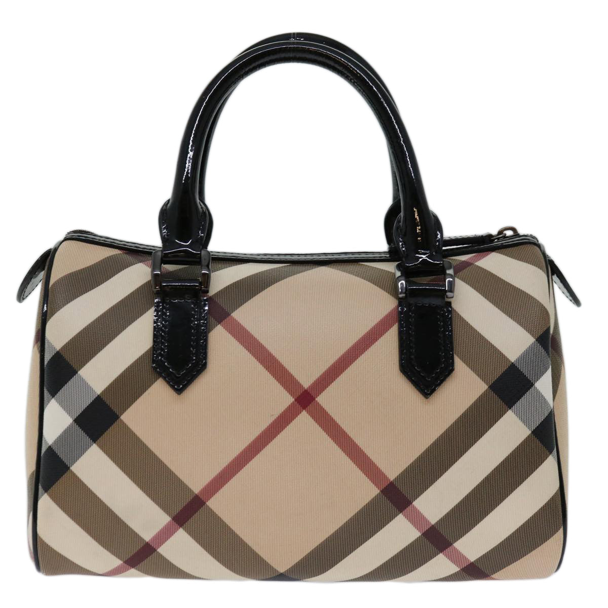 BURBERRY Nova Check Hand Bag Coated Canvas Beige Auth 67653