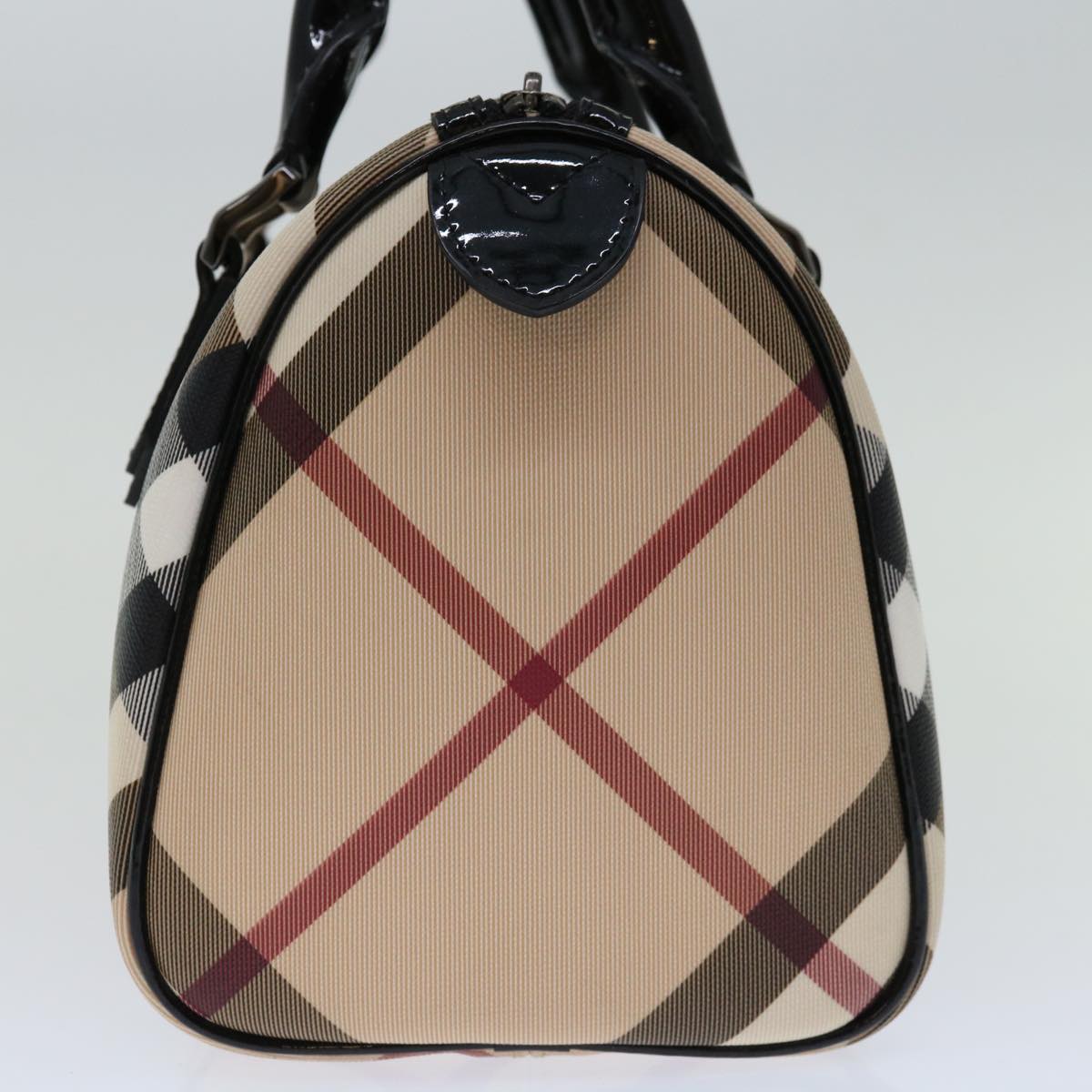 BURBERRY Nova Check Hand Bag Coated Canvas Beige Auth 67653