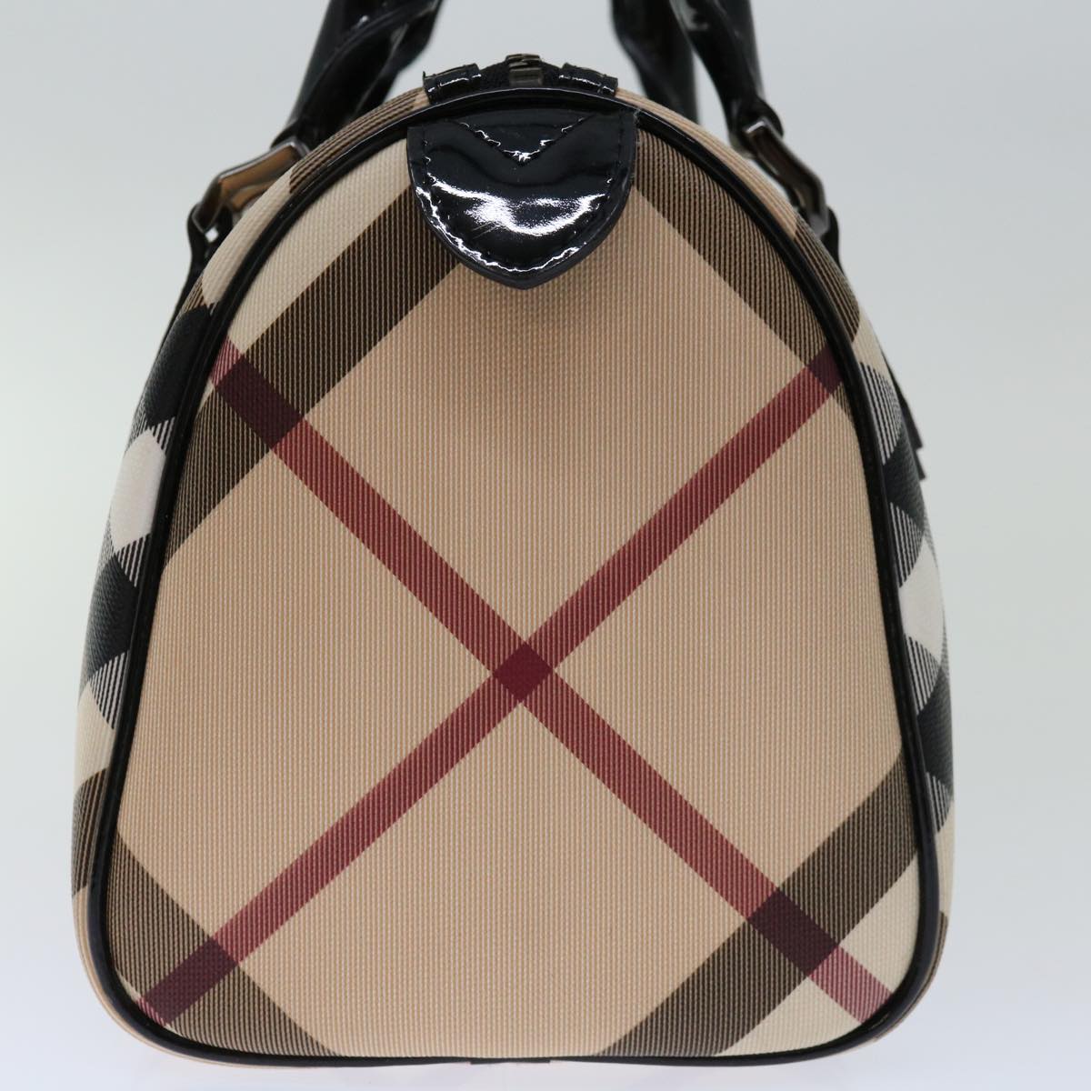 BURBERRY Nova Check Hand Bag Coated Canvas Beige Auth 67653