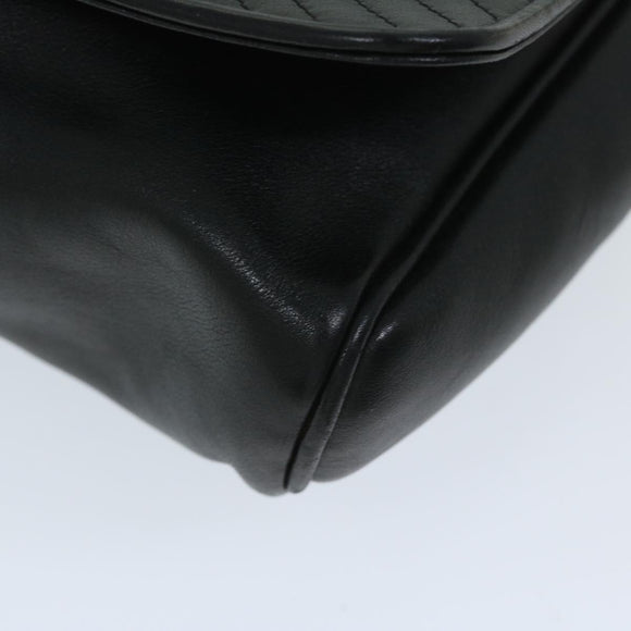 CELINE Chain Shoulder Bag Leather Black Auth 67658