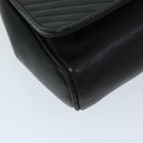 CELINE Chain Shoulder Bag Leather Black Auth 67658-15