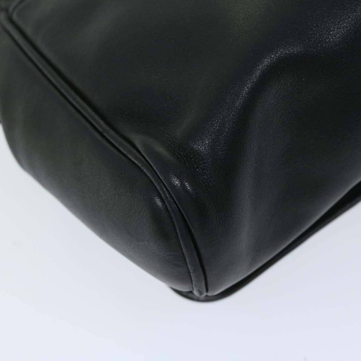 CELINE Chain Shoulder Bag Leather Black Auth 67658