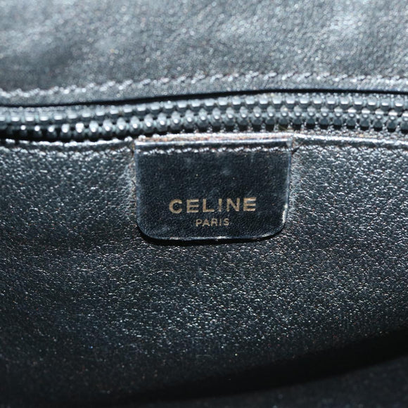 CELINE Chain Shoulder Bag Leather Black Auth 67658