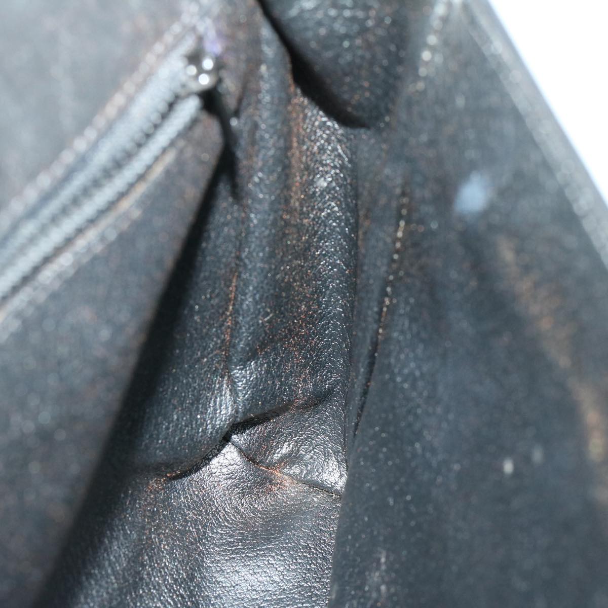 CELINE Chain Shoulder Bag Leather Black Auth 67658