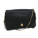 CELINE Chain Shoulder Bag Leather Black Auth 67658-1