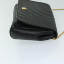 CELINE Chain Shoulder Bag Leather Black Auth 67658-3