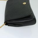 CELINE Chain Shoulder Bag Leather Black Auth 67658-4