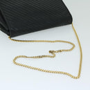 CELINE Chain Shoulder Bag Leather Black Auth 67658-7