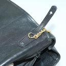 CELINE Chain Shoulder Bag Leather Black Auth 67658-9