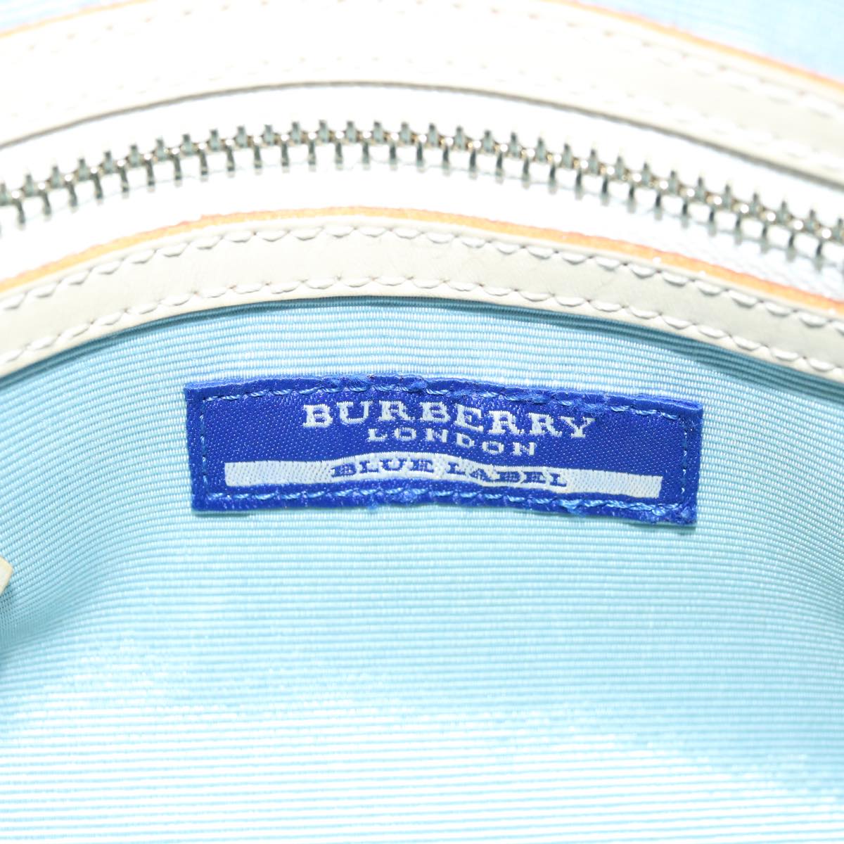 BURBERRY Nova Check Blue Label Hand Bag Nylon Beige Auth 67668