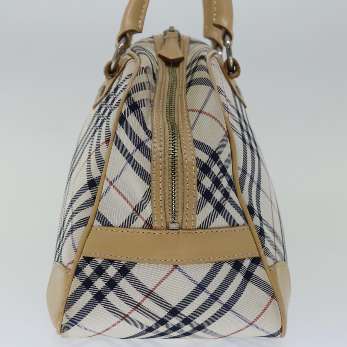 BURBERRY Nova Check Blue Label Hand Bag Nylon Beige Auth 67668