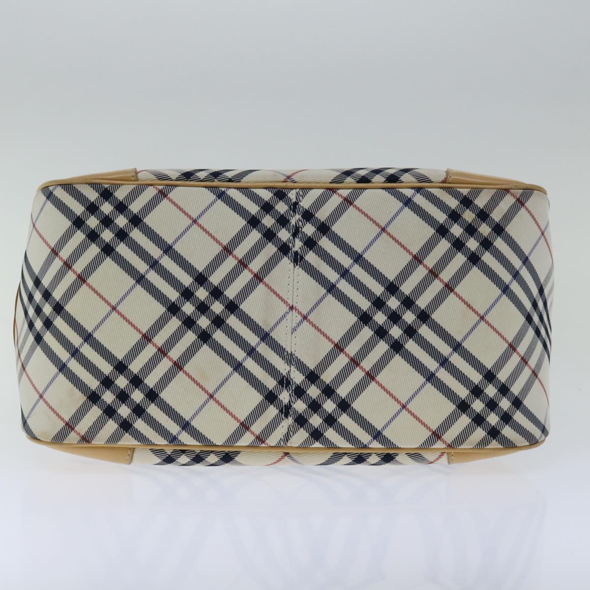 BURBERRY Nova Check Blue Label Hand Bag Nylon Beige Auth 67668