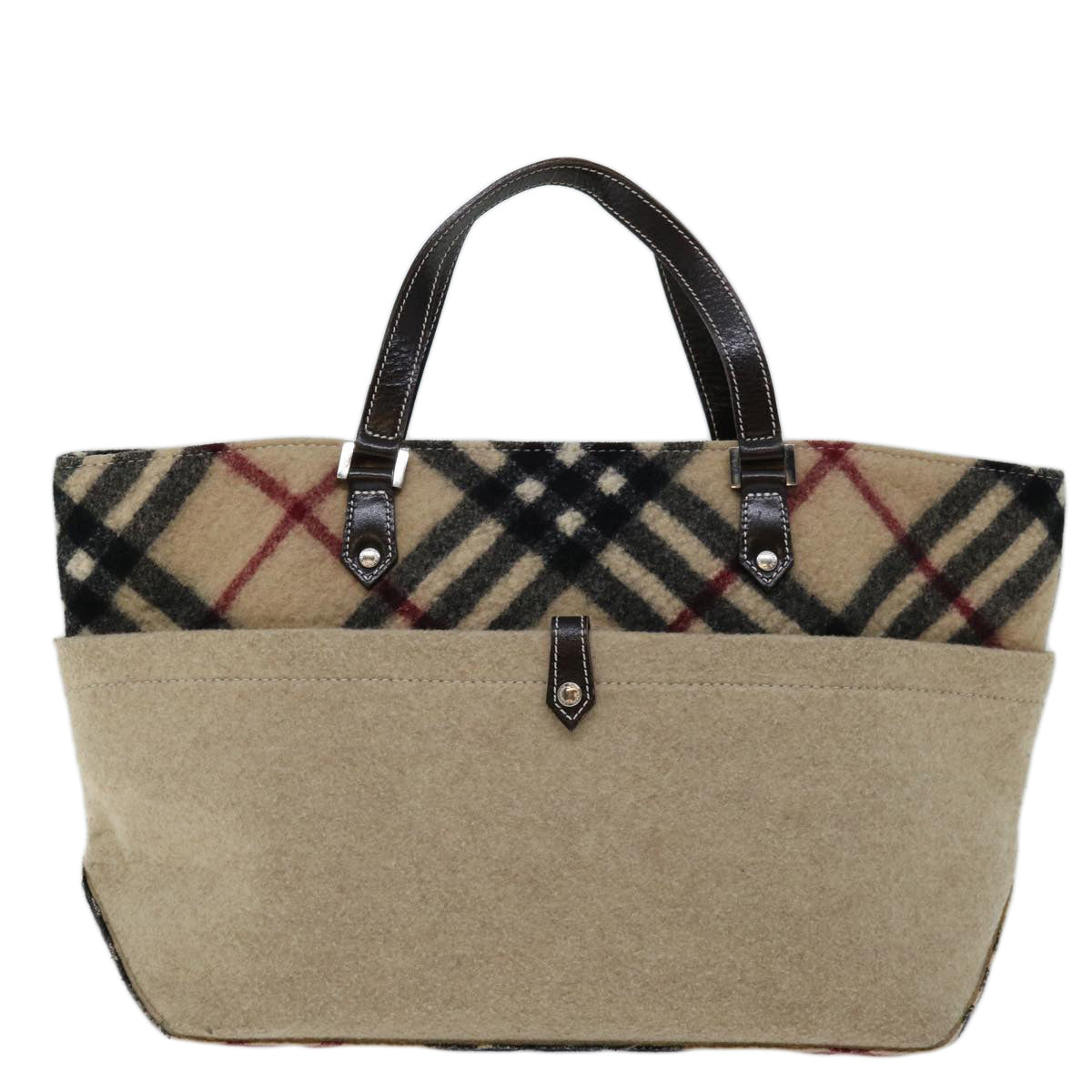 BURBERRY Blue Label Tote Bag Wool Beige Auth 67670