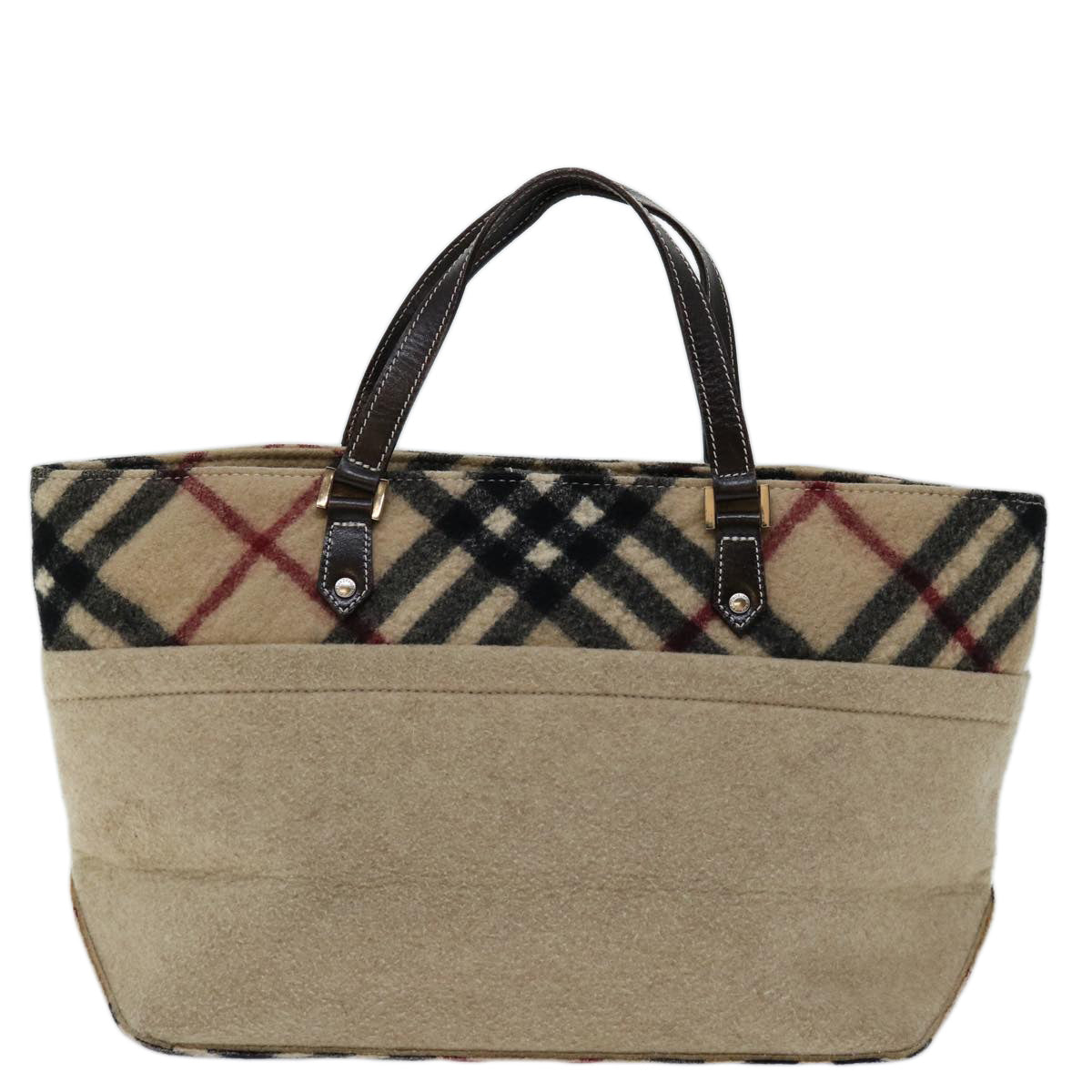 BURBERRY Blue Label Tote Bag Wool Beige Auth 67670