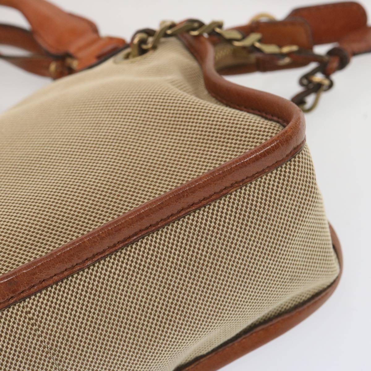 Chloe Harley Shoulder Bag Canvas Leather Beige Brown Auth 67671