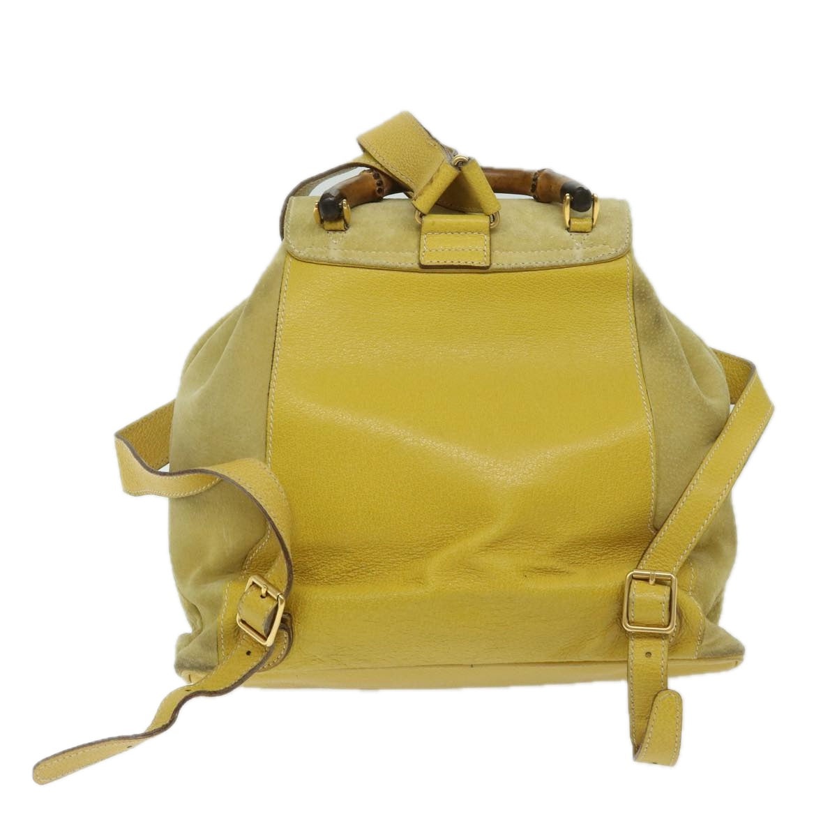 GUCCI Bamboo Backpack Suede Leather Yellow 003 2058 0016 Auth 67684 - 0