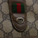 GUCCI GG Supreme Web Sherry Line Clutch Bag PVC Beige Red 89 01 031 Auth 67735-9