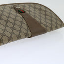 GUCCI GG Supreme Web Sherry Line Clutch Bag PVC Beige Red 89 01 031 Auth 67735-5
