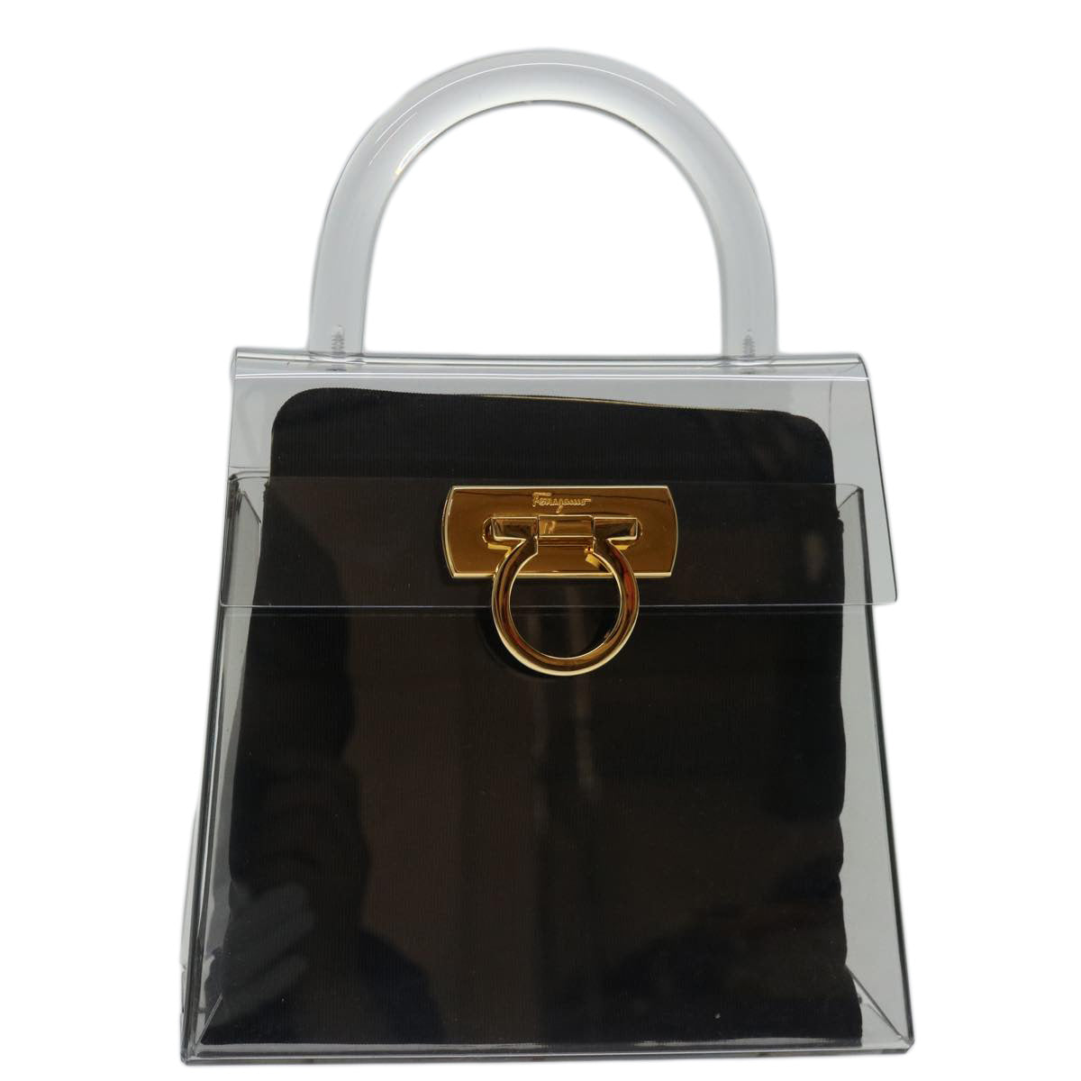 Salvatore Ferragamo Gancini Hand Bag plastic Clear Auth 67743A