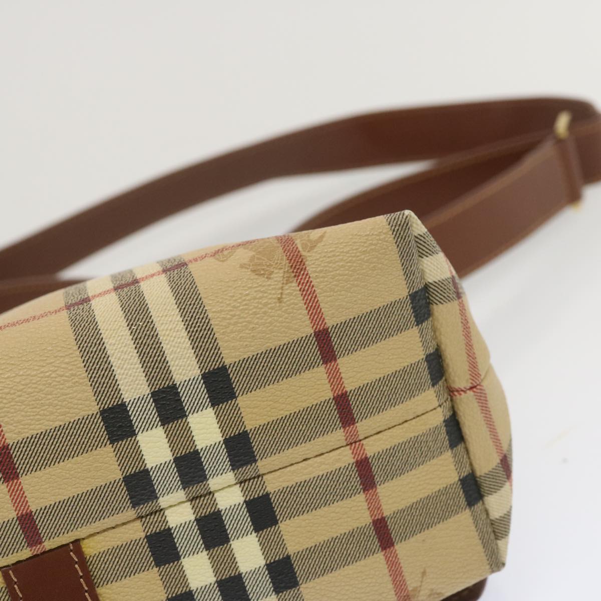 BURBERRY Nova Check Shoulder Bag PVC Beige Auth 67744