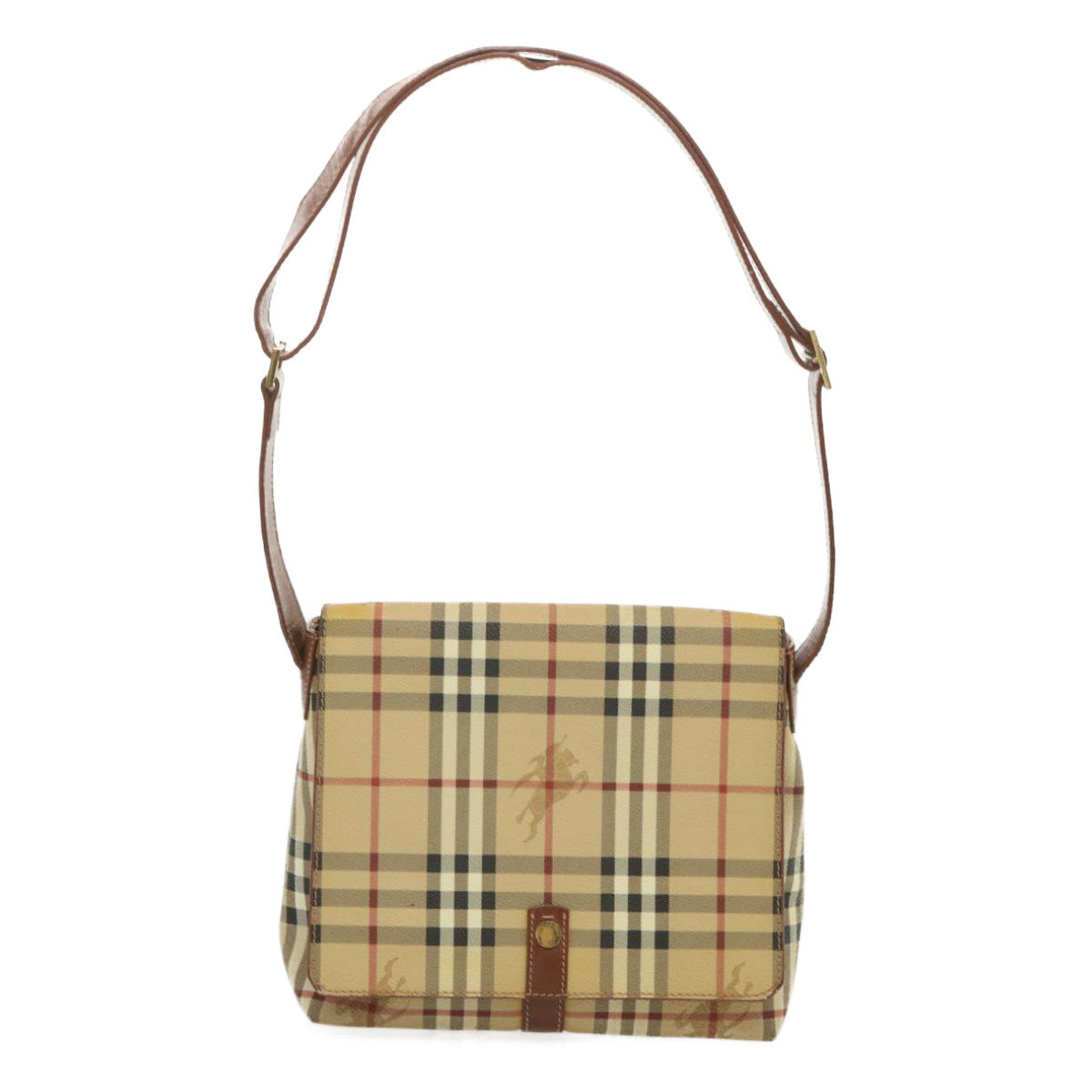 BURBERRY Nova Check Shoulder Bag PVC Beige Auth 67744