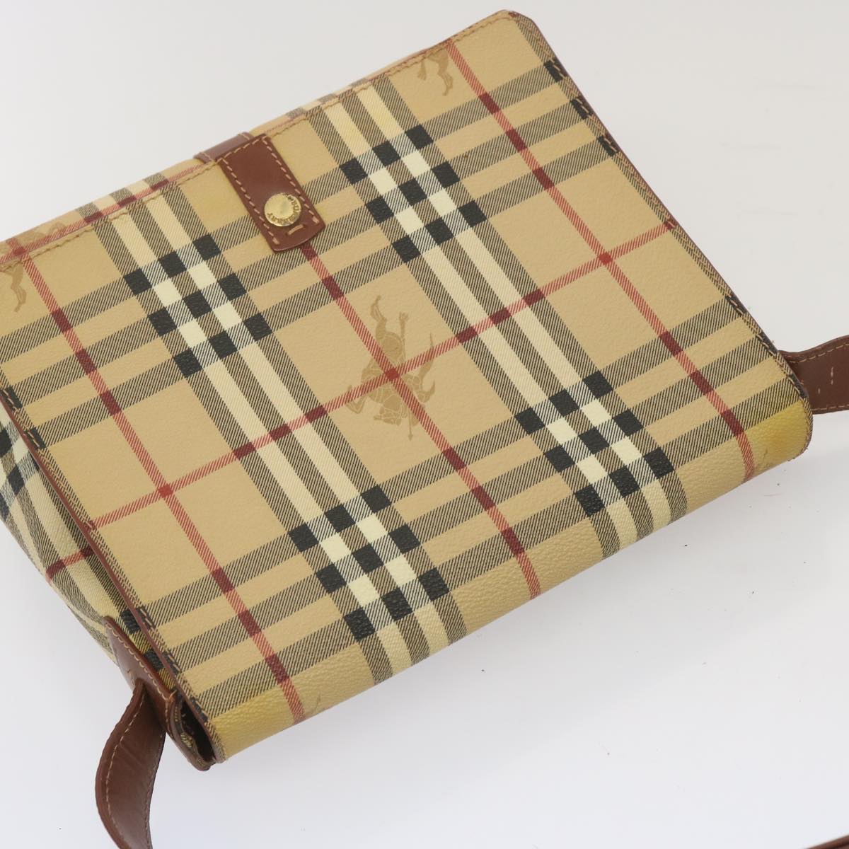 BURBERRY Nova Check Shoulder Bag PVC Beige Auth 67744