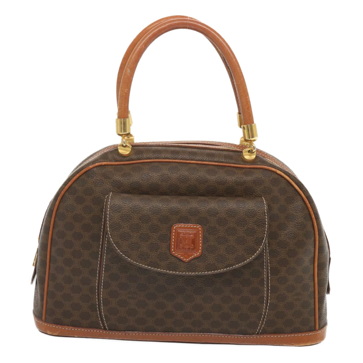 CELINE Macadam Canvas Hand Bag PVC Brown Auth 67773