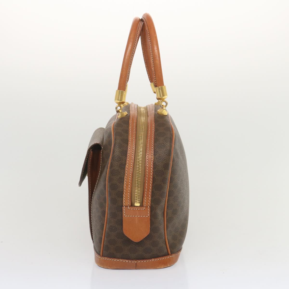 CELINE Macadam Canvas Hand Bag PVC Brown Auth 67773