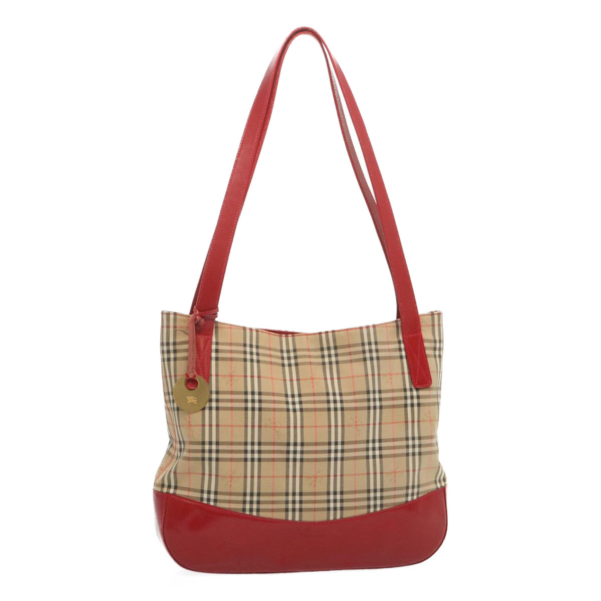 Burberrys Nova Check Tote Bag Canvas Beige Red Auth 67775