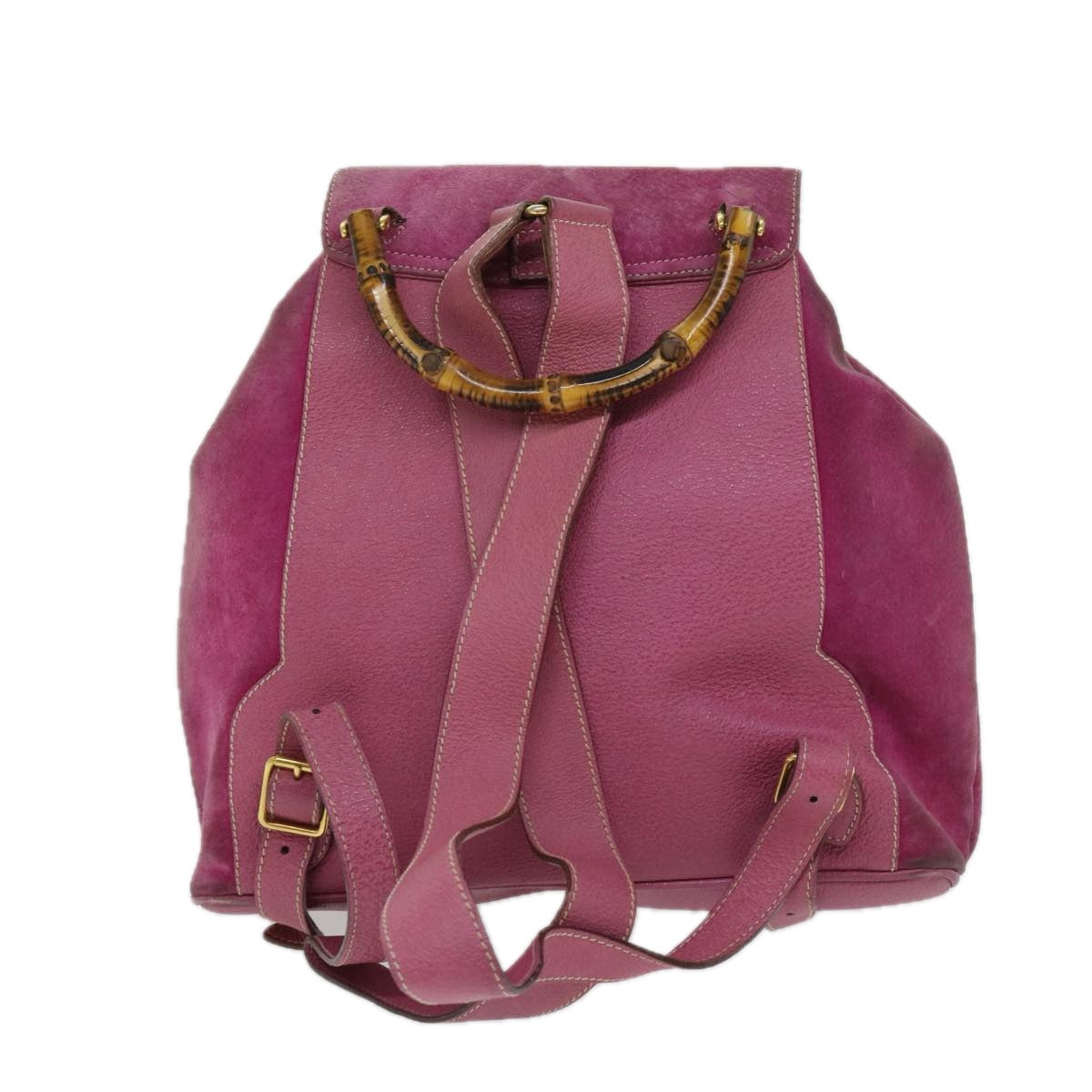 GUCCI Bamboo Backpack Suede Pink 003 2058 Auth 67823 - 0