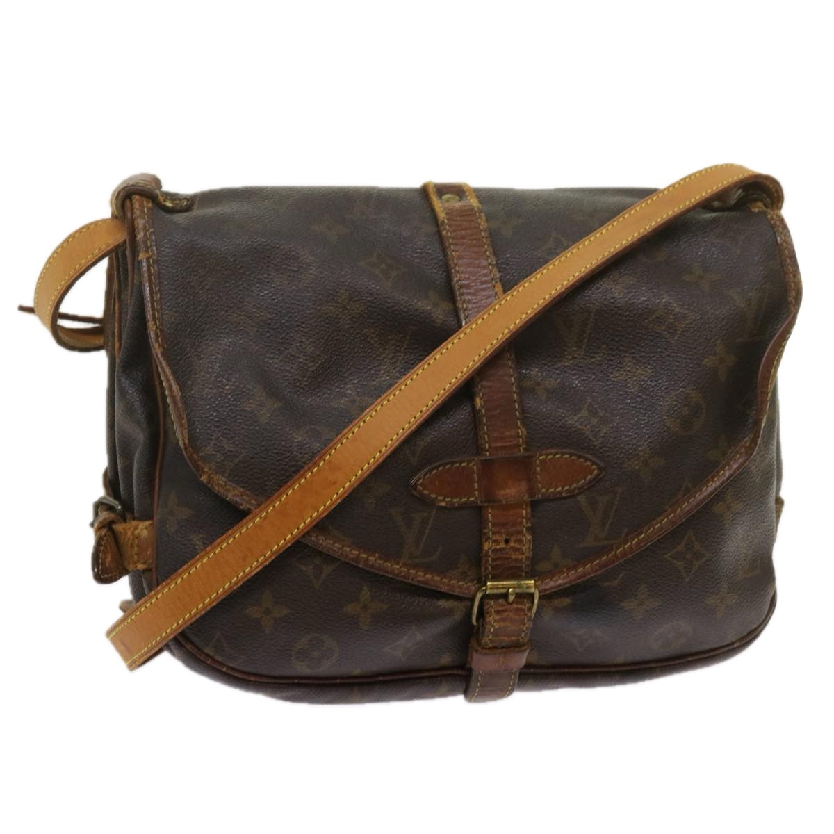 LOUIS VUITTON Monogram Saumur 30 Shoulder Bag M42256 LV Auth 67852