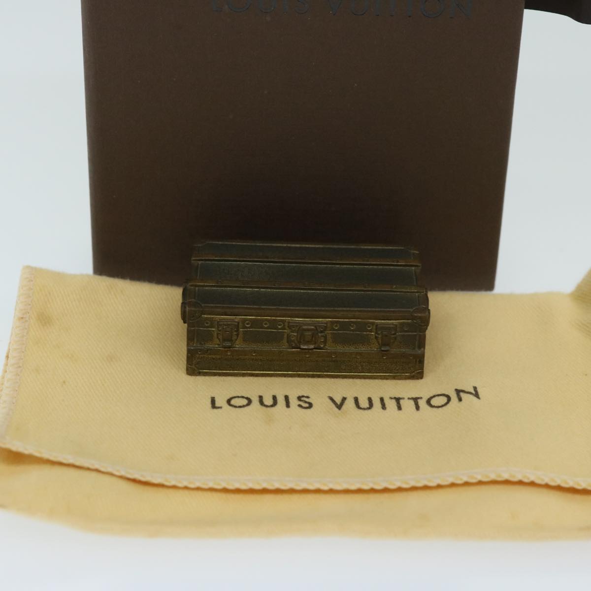 LOUIS VUITTON Paper Weight Metal Gold LV Auth 67858
