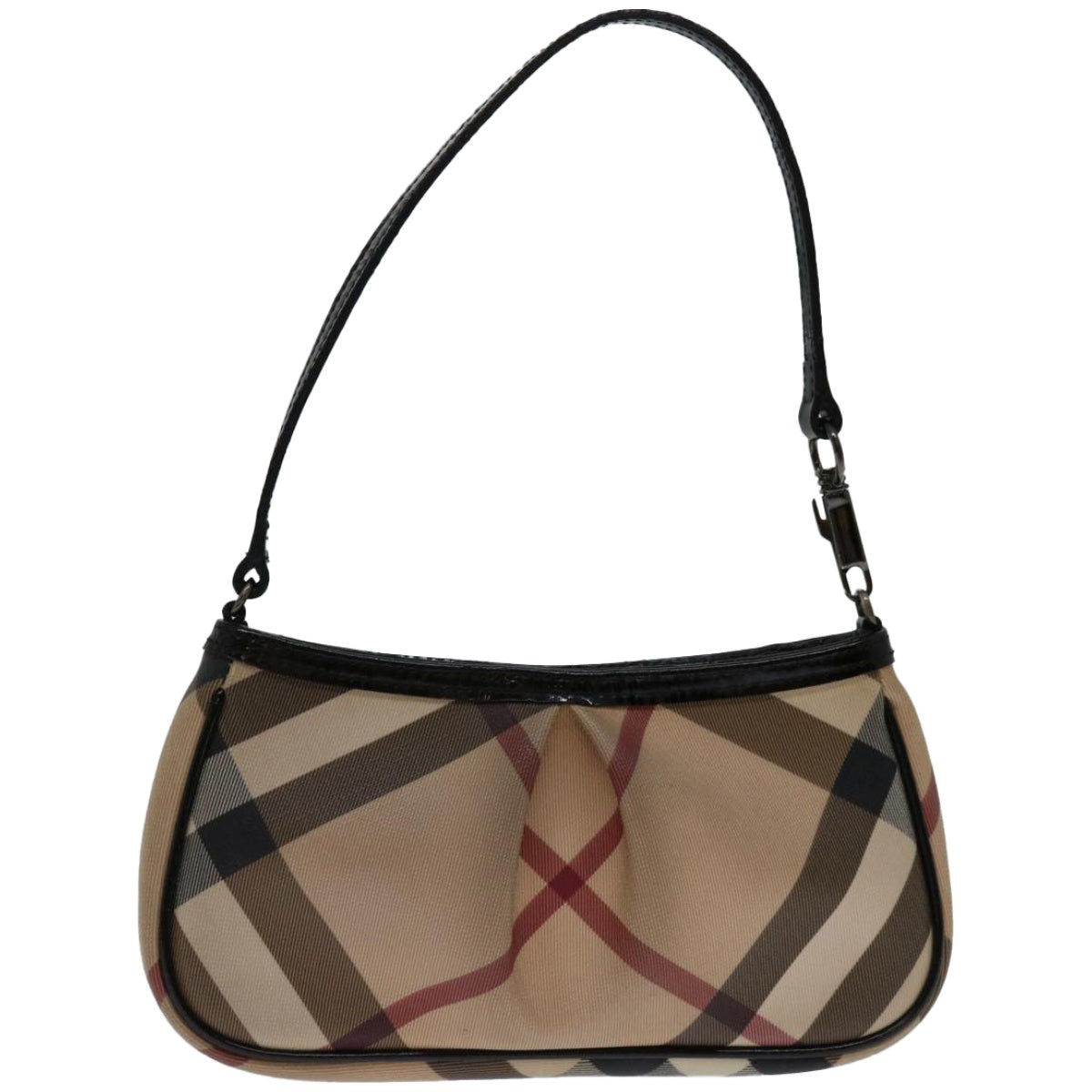 BURBERRY Nova Check Shoulder Bag Coated Canvas Beige Auth 67881