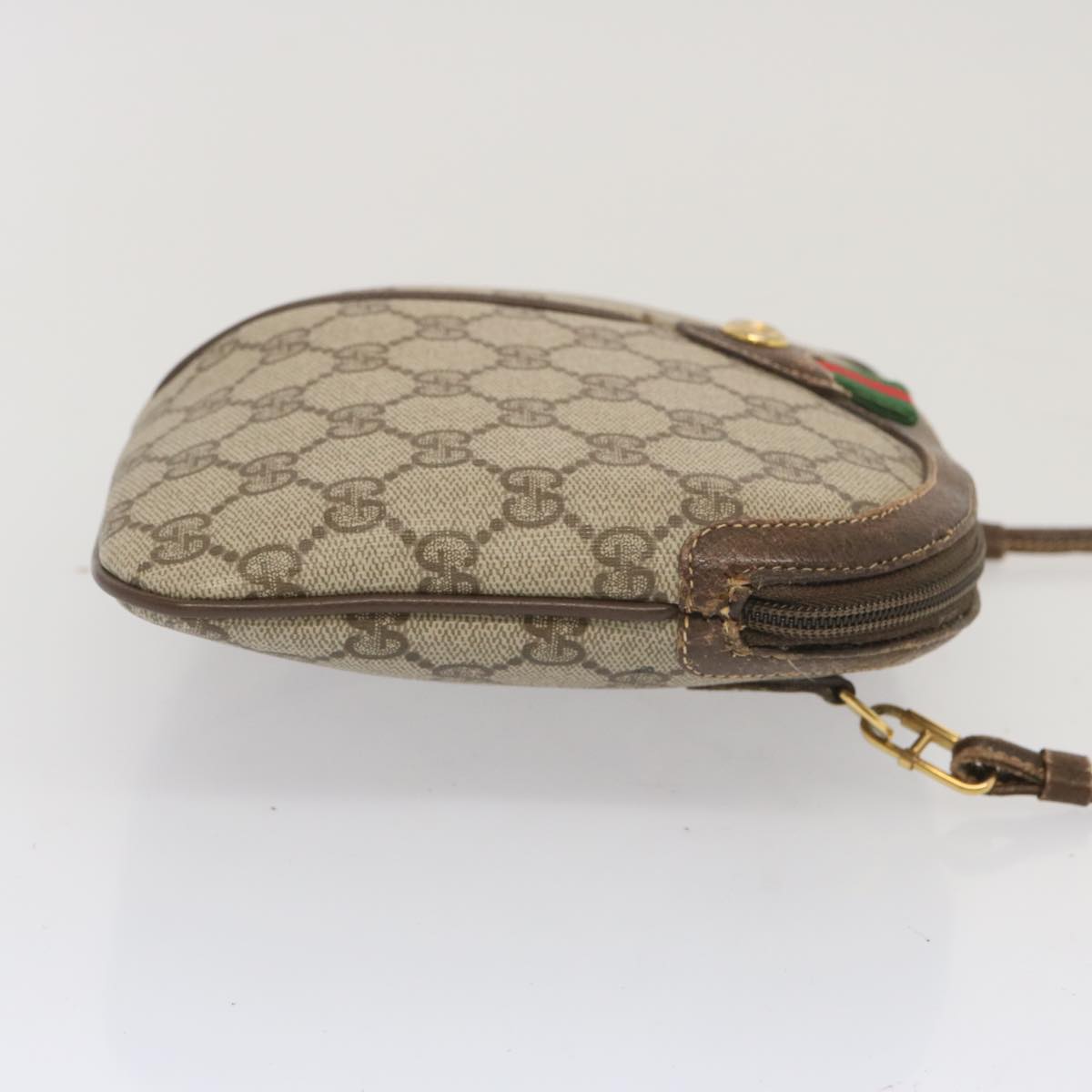 GUCCI GG Canvas Web Sherry Line Shoulder Bag PVC Beige 904 02 047 Auth 67883