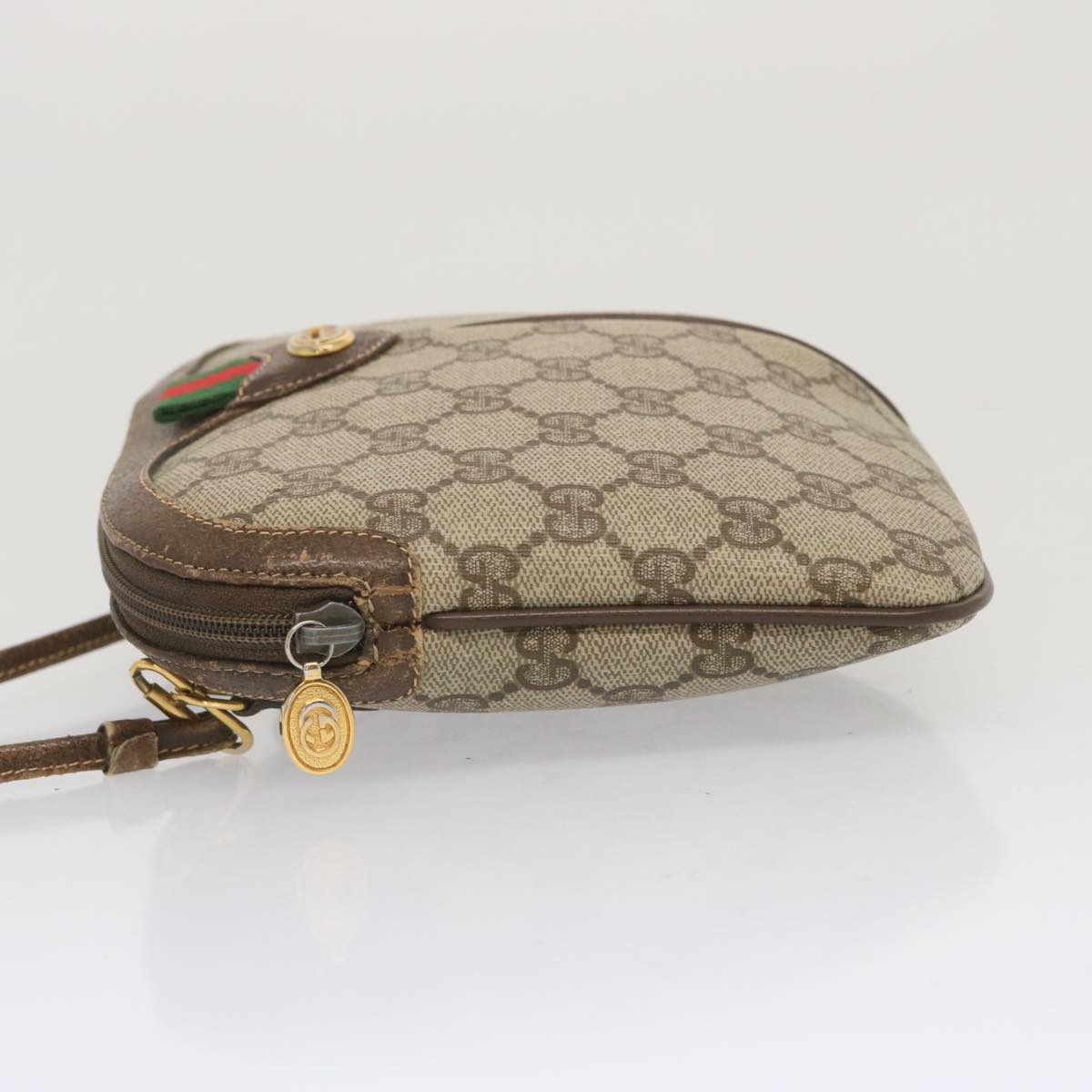 GUCCI GG Canvas Web Sherry Line Shoulder Bag PVC Beige 904 02 047 Auth 67883