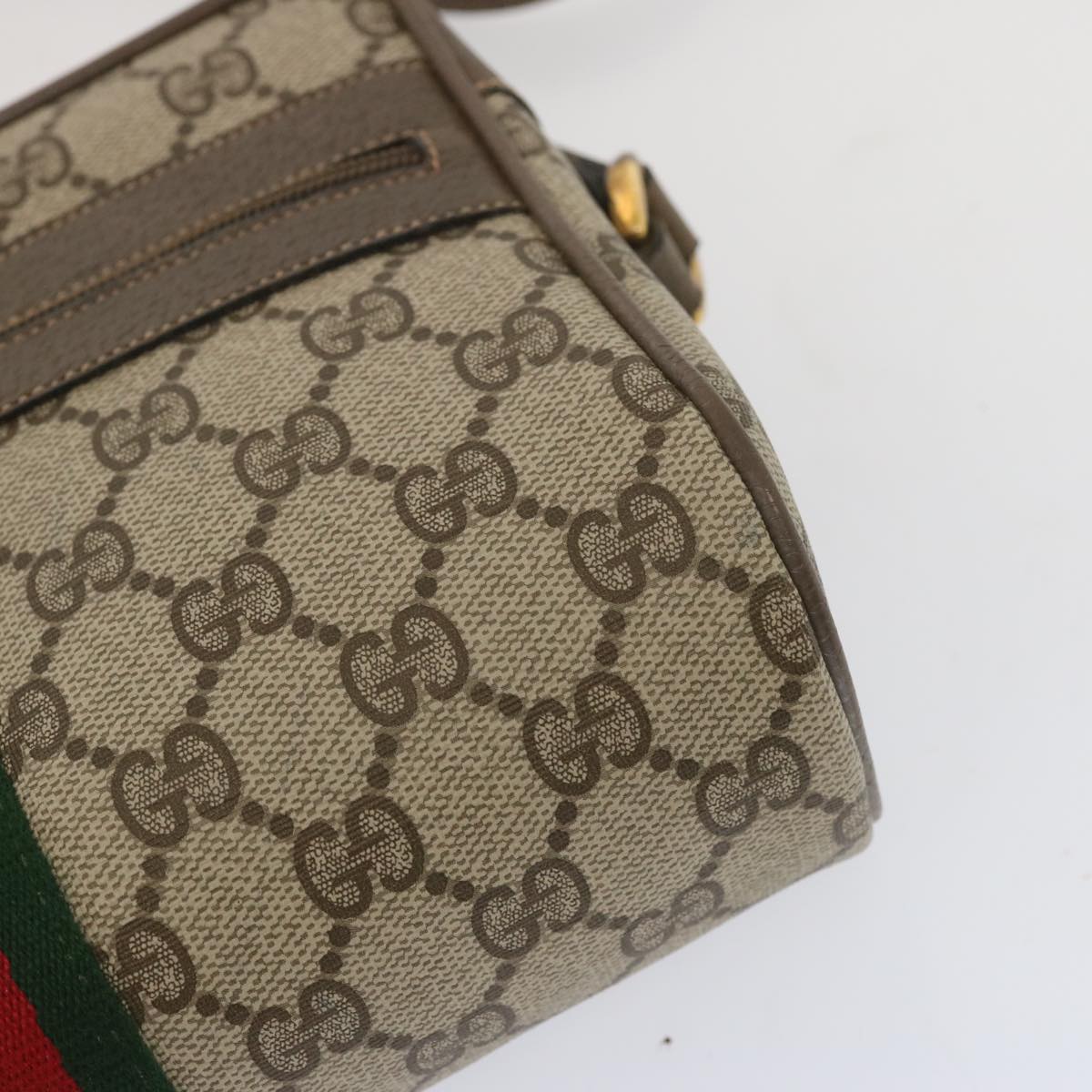 GUCCI GG Supreme Web Sherry Line Shoulder Bag PVC Beige 56 02 004 Auth 67897