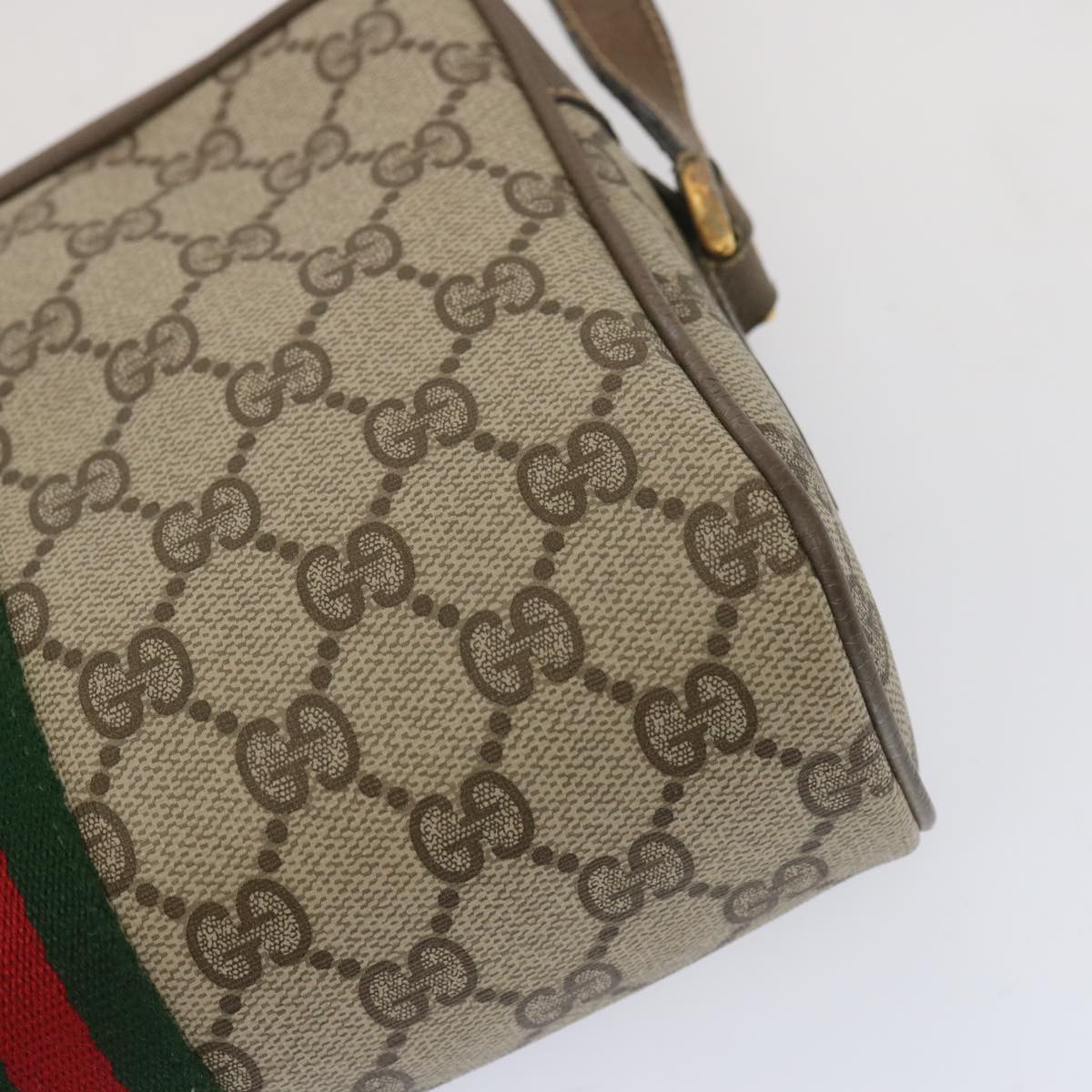 GUCCI GG Supreme Web Sherry Line Shoulder Bag PVC Beige 56 02 004 Auth 67897