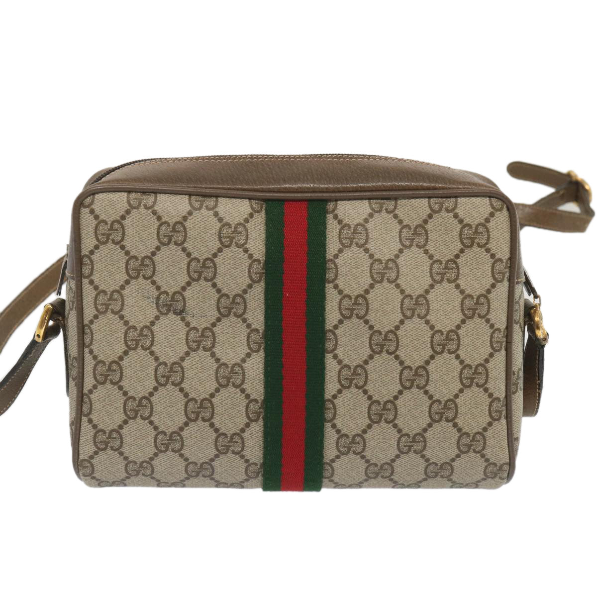 GUCCI GG Supreme Web Sherry Line Shoulder Bag PVC Beige 56 02 004 Auth 67897 - 0