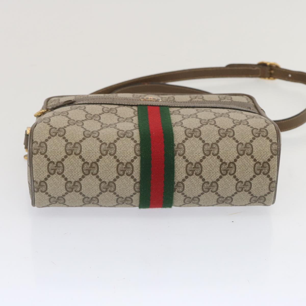 GUCCI GG Supreme Web Sherry Line Shoulder Bag PVC Beige 56 02 004 Auth 67897