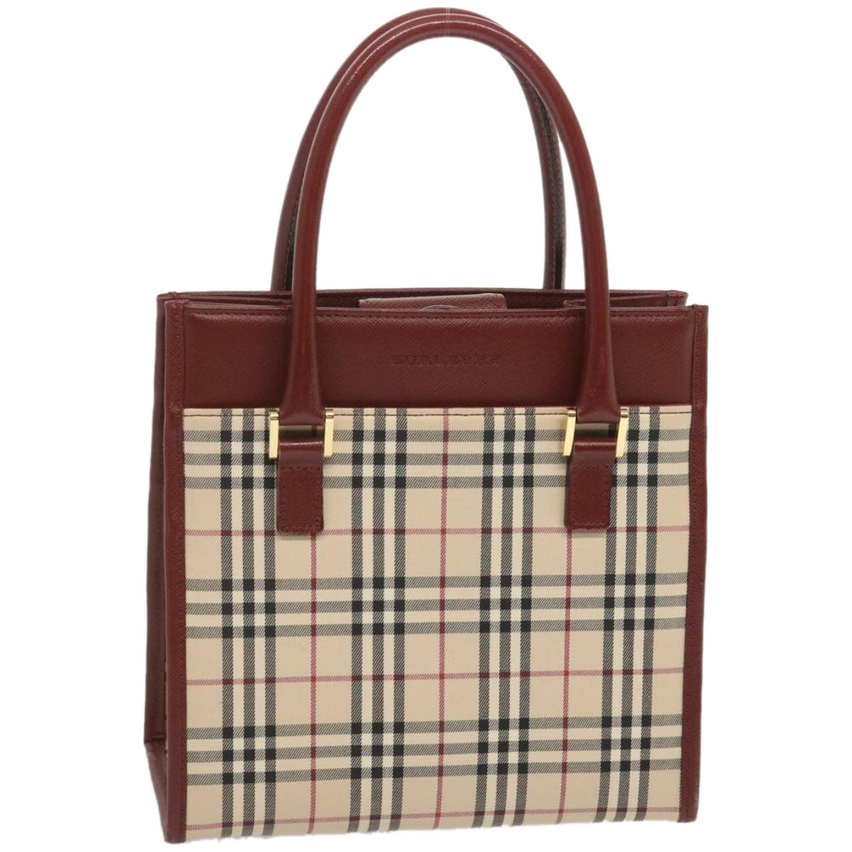 BURBERRY Nova Check Hand Bag Canvas Beige Auth 67916