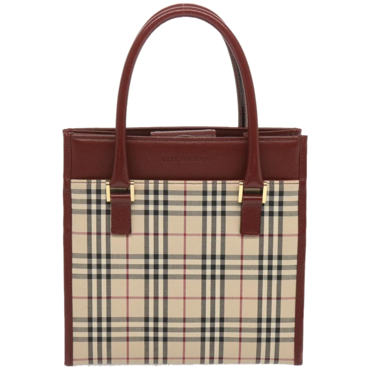 BURBERRY Nova Check Hand Bag Canvas Beige Auth 67916