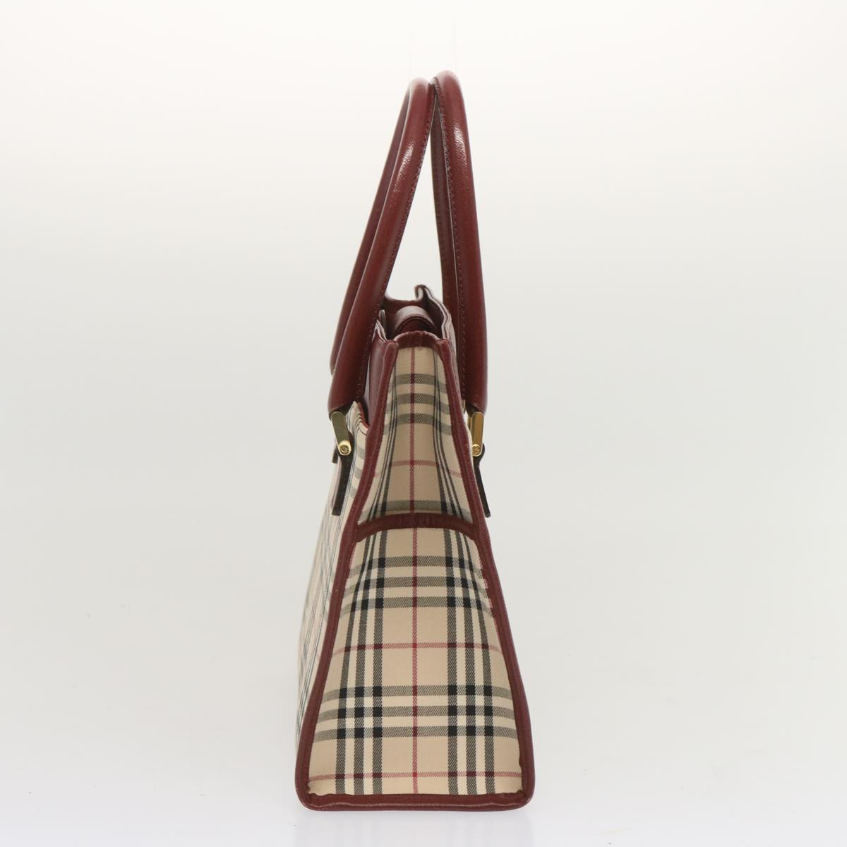 BURBERRY Nova Check Hand Bag Canvas Beige Auth 67916