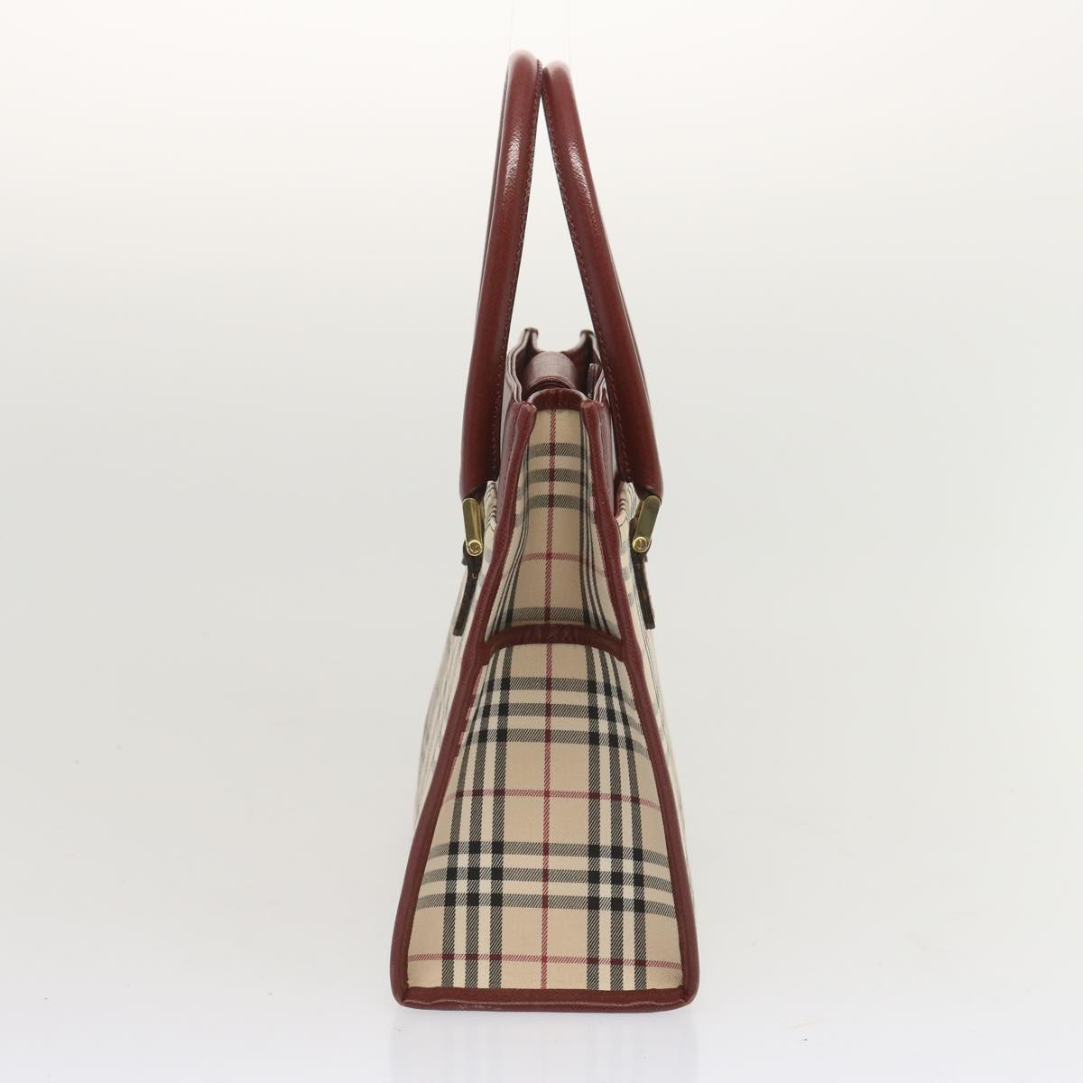 BURBERRY Nova Check Hand Bag Canvas Beige Auth 67916