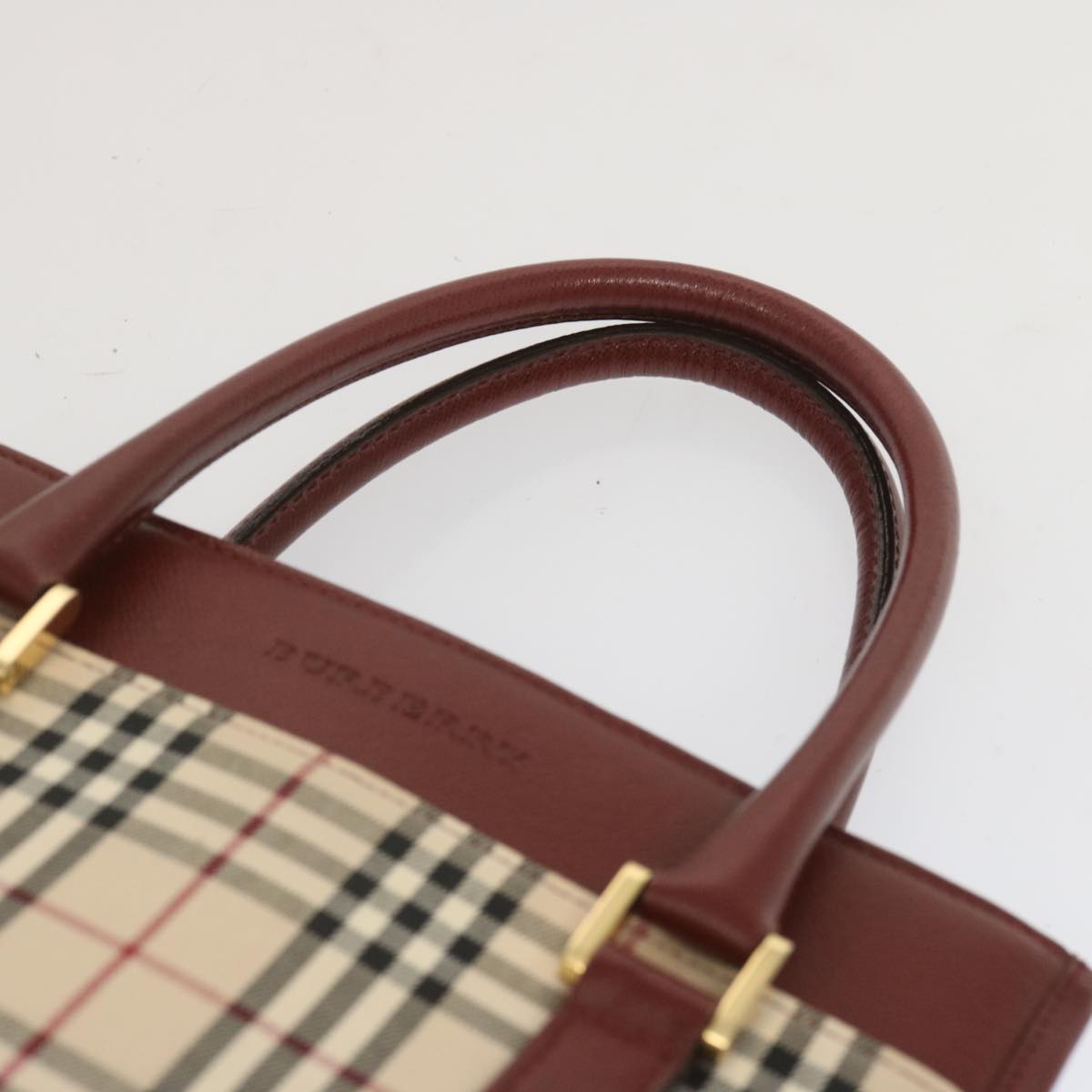 BURBERRY Nova Check Hand Bag Canvas Beige Auth 67916